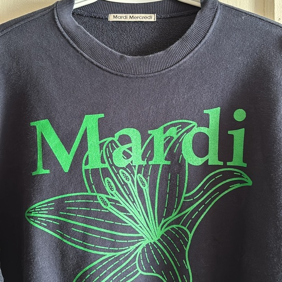 Mardi Mecredi Navy sweatshirt with green design. Size M. - Picture 2 of 6